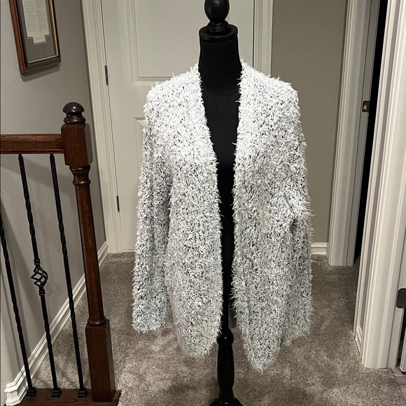 Kensie Sweaters - Kensie White Fuzzy Cardigan